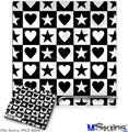 Decal Skin compatible with Sony PS3 Slim Hearts And Stars Black and White
