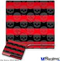 Decal Skin compatible with Sony PS3 Slim Skull Stripes Red