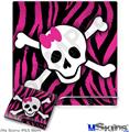 Decal Skin compatible with Sony PS3 Slim Pink Zebra Skull