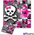 Decal Skin compatible with Sony PS3 Slim Girly Pink Bow Skull