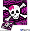 Decal Skin compatible with Sony PS3 Slim Pink Zebra Skull