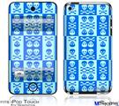 iPod Touch 4G Decal Style Vinyl Skin - Skull And Crossbones Pattern Blue