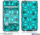 iPod Touch 4G Decal Style Vinyl Skin - Skull Patch Pattern Blue
