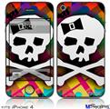 iPhone 4 Decal Style Vinyl Skin - Rainbow Plaid Skull (DOES NOT fit newer iPhone 4S)