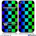 iPhone 4 Decal Style Vinyl Skin - Rainbow Checkerboard (DOES NOT fit newer iPhone 4S)