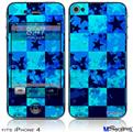 iPhone 4 Decal Style Vinyl Skin - Blue Star Checkers (DOES NOT fit newer iPhone 4S)