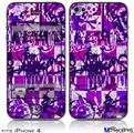 iPhone 4 Decal Style Vinyl Skin - Purple Checker Graffiti (DOES NOT fit newer iPhone 4S)