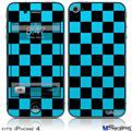 iPhone 4 Decal Style Vinyl Skin - Checkers Blue (DOES NOT fit newer iPhone 4S)