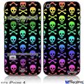iPhone 4 Decal Style Vinyl Skin - Skull and Crossbones Rainbow (DOES NOT fit newer iPhone 4S)