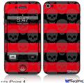 iPhone 4 Decal Style Vinyl Skin - Skull Stripes Red (DOES NOT fit newer iPhone 4S)