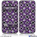 iPhone 4 Decal Style Vinyl Skin - Splatter Girly Skull Purple (DOES NOT fit newer iPhone 4S)