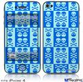 iPhone 4 Decal Style Vinyl Skin - Skull And Crossbones Pattern Blue (DOES NOT fit newer iPhone 4S)