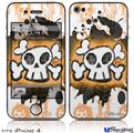 iPhone 4 Decal Style Vinyl Skin - Cartoon Skull Orange (DOES NOT fit newer iPhone 4S)