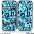 iPhone 4 Decal Style Vinyl Skin - Scene Kid Sketches Blue (DOES NOT fit newer iPhone 4S)