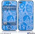 iPhone 4 Decal Style Vinyl Skin - Skull Sketches Blue (DOES NOT fit newer iPhone 4S)