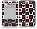 Hearts and Stars Red - Decal Style Skin fits Amazon Kindle 3 Keyboard (with 6 inch display)