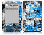Checker Skull Splatter Blue - Decal Style Skin fits Amazon Kindle 3 Keyboard (with 6 inch display)