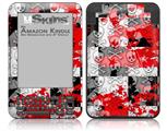 Checker Skull Splatter Red - Decal Style Skin fits Amazon Kindle 3 Keyboard (with 6 inch display)