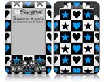 Hearts And Stars Blue - Decal Style Skin fits Amazon Kindle 3 Keyboard (with 6 inch display)