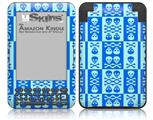 Skull And Crossbones Pattern Blue - Decal Style Skin fits Amazon Kindle 3 Keyboard (with 6 inch display)