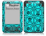 Skull Patch Pattern Blue - Decal Style Skin fits Amazon Kindle 3 Keyboard (with 6 inch display)