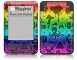 Cute Rainbow Monsters - Decal Style Skin fits Amazon Kindle 3 Keyboard (with 6 inch display)