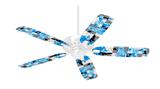 Checker Skull Splatter Blue - Ceiling Fan Skin Kit fits most 42 inch fans (FAN and BLADES SOLD SEPARATELY)