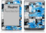 Checker Skull Splatter Blue - Decal Style Skin (fits Amazon Kindle Touch Skin)