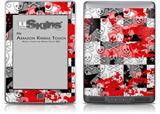 Checker Skull Splatter Red - Decal Style Skin (fits Amazon Kindle Touch Skin)