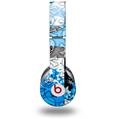 WraptorSkinz Skin Decal Wrap compatible with Beats Solo HD (Original) Checker Skull Splatter Blue (HEADPHONES NOT INCLUDED)