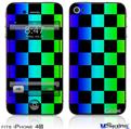 iPhone 4S Decal Style Vinyl Skin - Rainbow Checkerboard