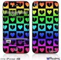 iPhone 4S Decal Style Vinyl Skin - Love Heart Checkers Rainbow