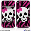 iPhone 4S Decal Style Vinyl Skin - Pink Zebra Skull