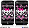 iPhone 4S Decal Style Vinyl Skin - Pink Bow Skull