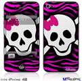 iPhone 4S Decal Style Vinyl Skin - Pink Zebra Skull