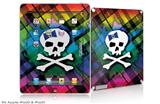 iPad Skin - Rainbow Plaid Skull (fits iPad2 and iPad3)