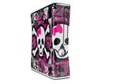 Splatter Girly Skull Decal Style Skin for XBOX 360 Slim Vertical