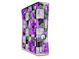 Purple Checker Skull Splatter Decal Style Skin for XBOX 360 Slim Vertical