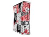 Checker Skull Splatter Red Decal Style Skin for XBOX 360 Slim Vertical