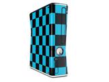 Checkers Blue Decal Style Skin for XBOX 360 Slim Vertical