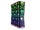 Skull and Crossbones Rainbow Decal Style Skin for XBOX 360 Slim Vertical