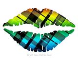 Rainbow Plaid - Kissing Lips Fabric Wall Skin Decal measures 24x15 inches