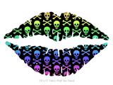 Skull and Crossbones Rainbow - Kissing Lips Fabric Wall Skin Decal measures 24x15 inches