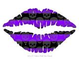 Skull Stripes Purple - Kissing Lips Fabric Wall Skin Decal measures 24x15 inches