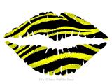 Zebra Yellow - Kissing Lips Fabric Wall Skin Decal measures 24x15 inches