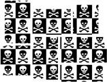 Skull Checkerboard - 7 Piece Fabric Peel and Stick Wall Skin Art (50x38 inches)