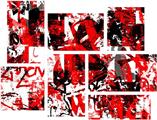 Red Graffiti - 7 Piece Fabric Peel and Stick Wall Skin Art (50x38 inches)
