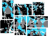 SceneKid Blue - 7 Piece Fabric Peel and Stick Wall Skin Art (50x38 inches)