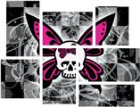 Skull Butterfly - 7 Piece Fabric Peel and Stick Wall Skin Art (50x38 inches)