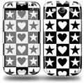 Hearts And Stars Black and White - Decal Style Skin (fits Samsung Galaxy S III S3)